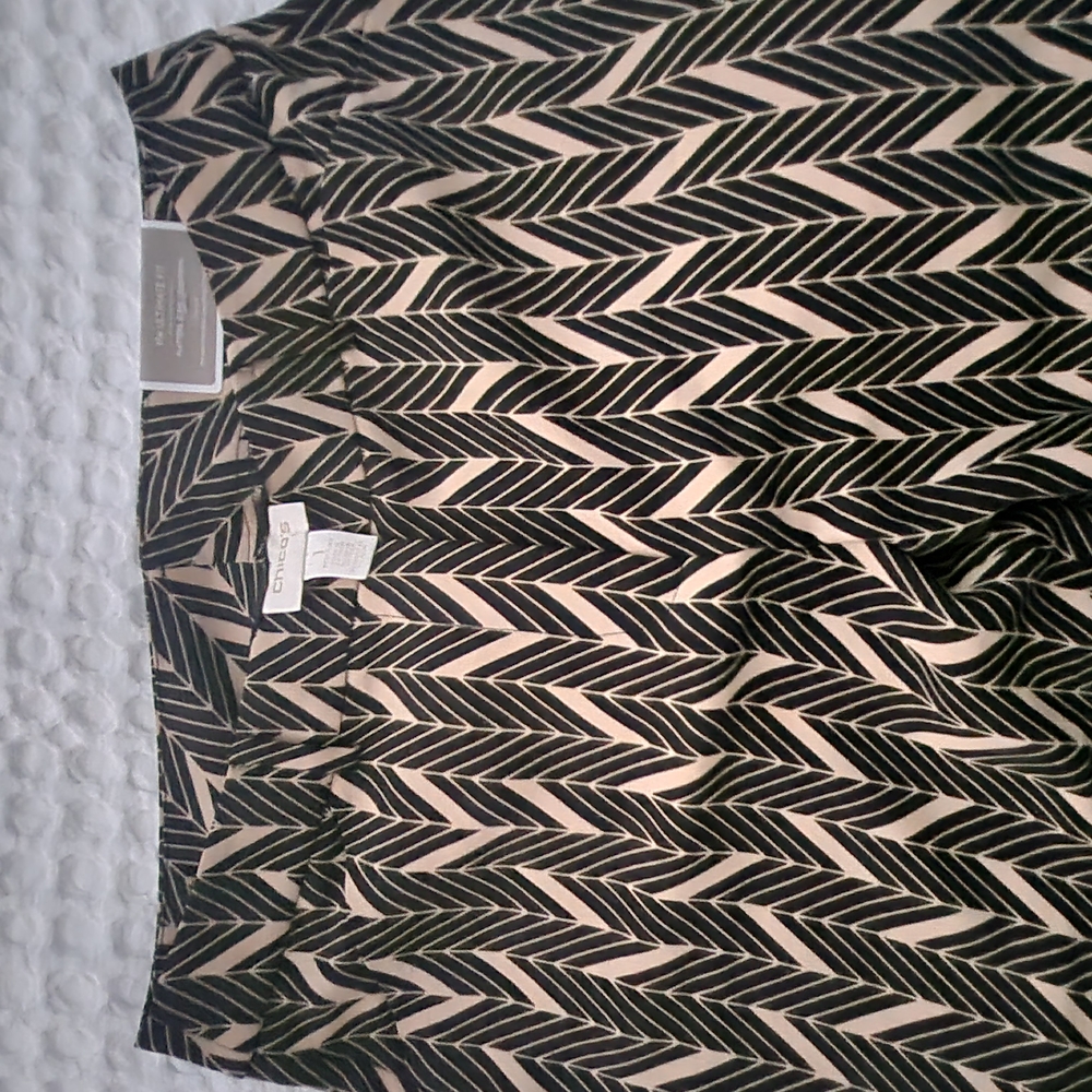 Chico's Black and Cream Patterned Skirt